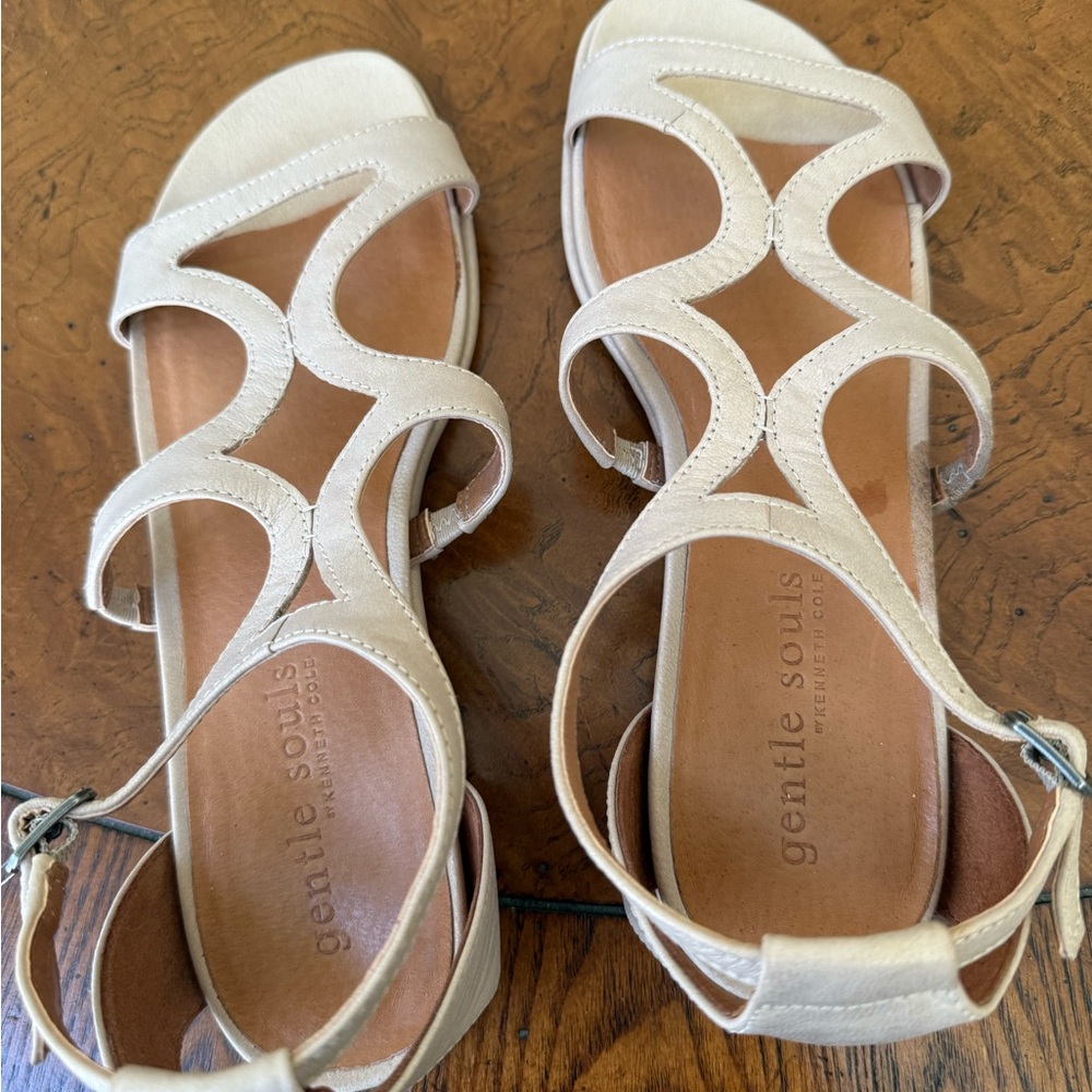 gentle souls cream pearl Cutout Leather Sandals
